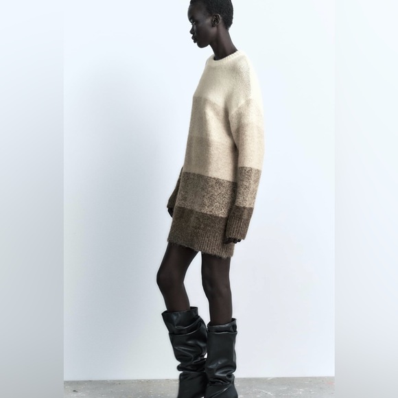 ZARA OMBRÉ KNIT MIDI DRESS - Picture 3 of 10